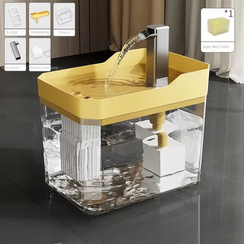 Automatic Cat Water Fountain with USB Pump - Transparent Design, Anti-Dry Burning, and Recirculating Filtered Water Dispenser