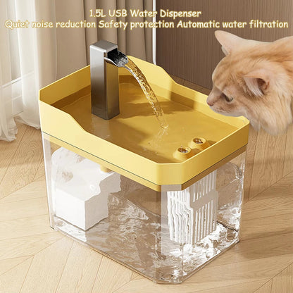 Automatic Cat Water Fountain with USB Pump - Transparent Design, Anti-Dry Burning, and Recirculating Filtered Water Dispenser