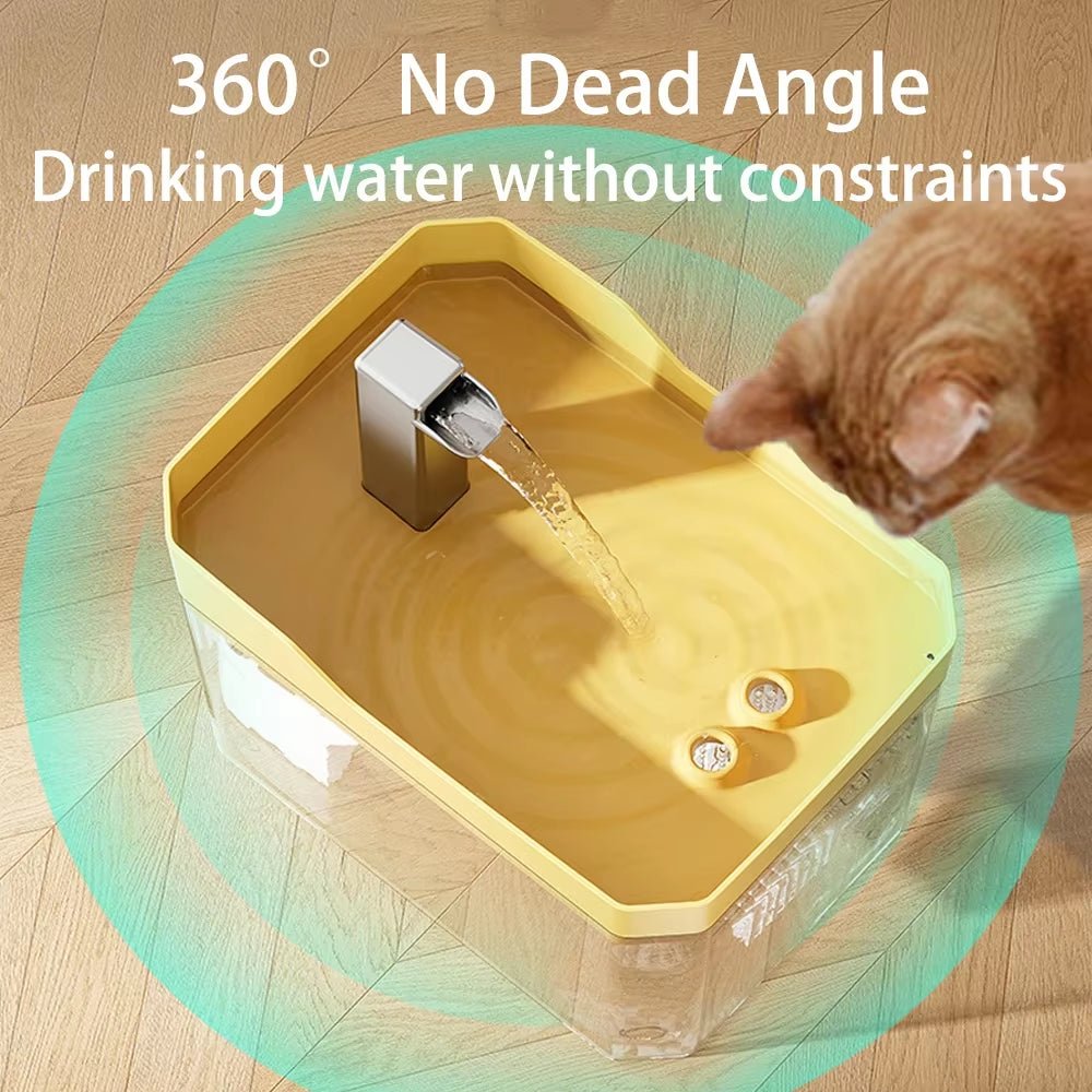 Automatic Cat Water Fountain with USB Pump - Transparent Design, Anti-Dry Burning, and Recirculating Filtered Water Dispenser