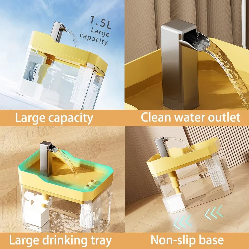 Automatic Cat Water Fountain with USB Pump - Transparent Design, Anti-Dry Burning, and Recirculating Filtered Water Dispenser