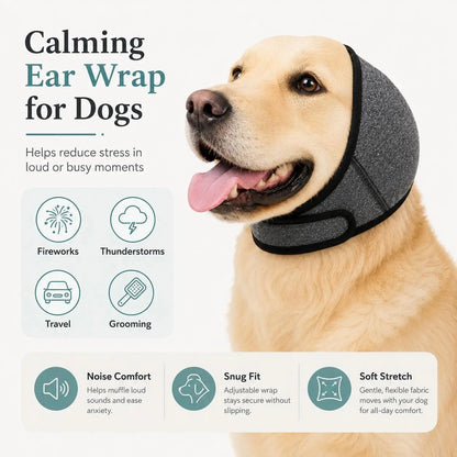 Comfortable 1-Piece Water-Resistant Dog Hoodie Wrap - Keeps Ears Dry, Ear Protection for Swimming, Blow Drying, Noise Reduction for Fireworks, Grey, Grooming, Bathing