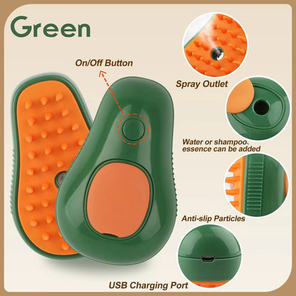 Ultimate 3-in-1 Electric Pet Grooming Brush - Cat & Dog Hair Removal with Massage & Steam Spray Function