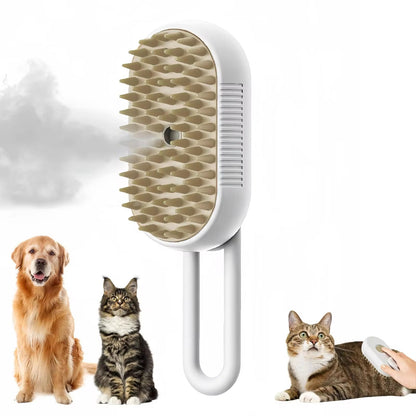 Ultimate 3-in-1 Electric Pet Grooming Brush - Cat & Dog Hair Removal with Massage & Steam Spray Function
